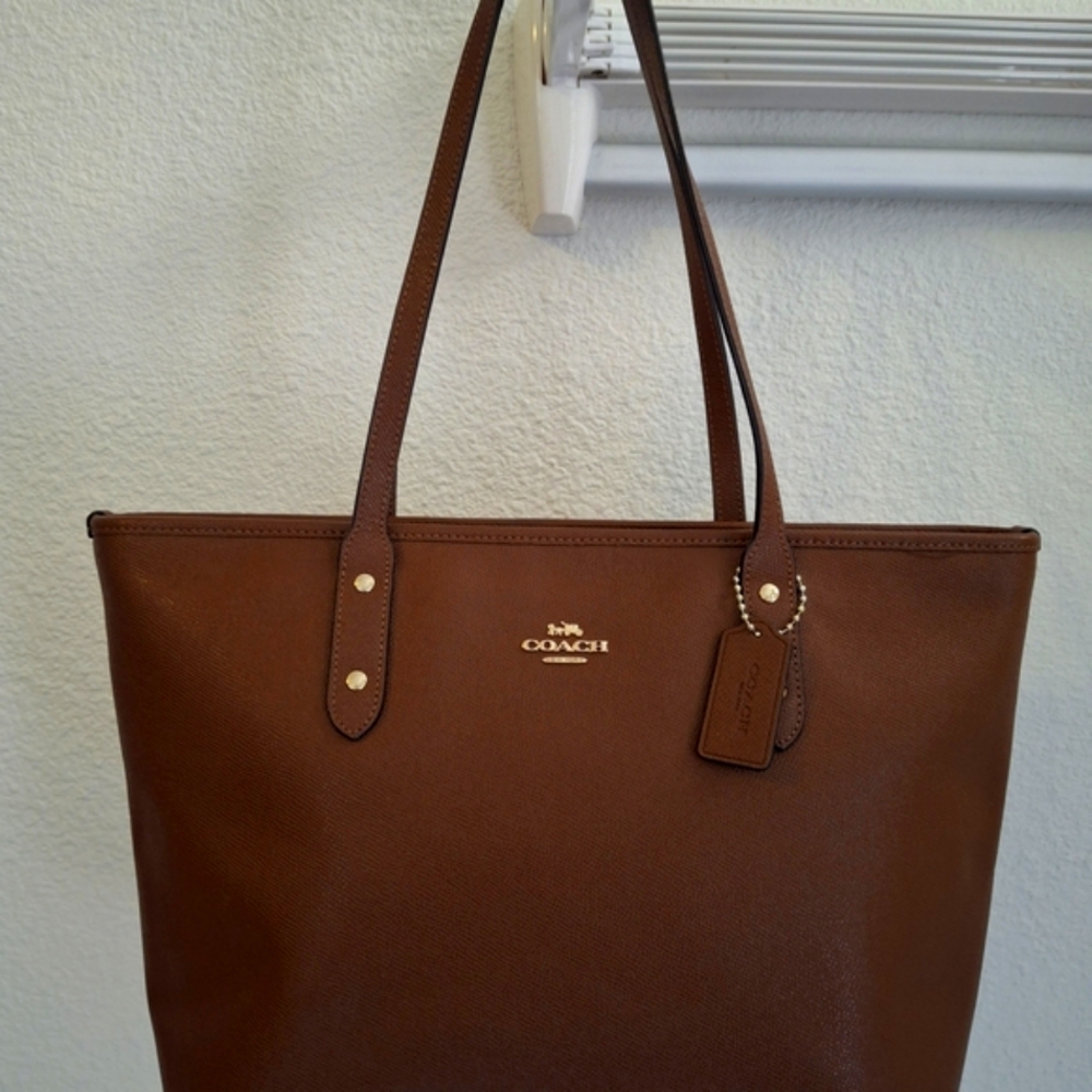 Coach Brown Leather Tote Bag - Picture 2 of 7
